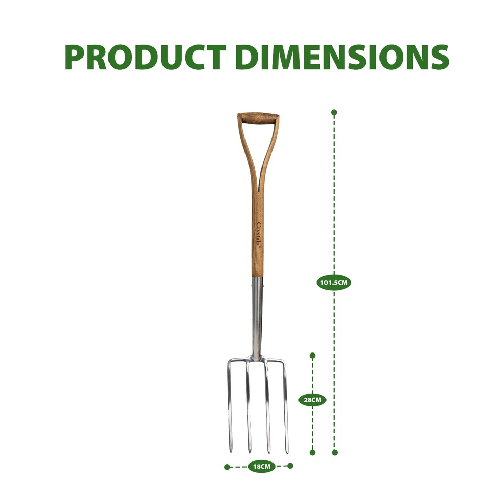 Heavy Duty Stainless Steel Garden Digging Spade Fork Ash Wood Handle Farmer Lawn - Image 3 of 4