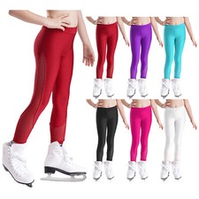 Kids Girls Pants Sports Dancewear Fitness Tights Training Bottoms Shiny Jogger