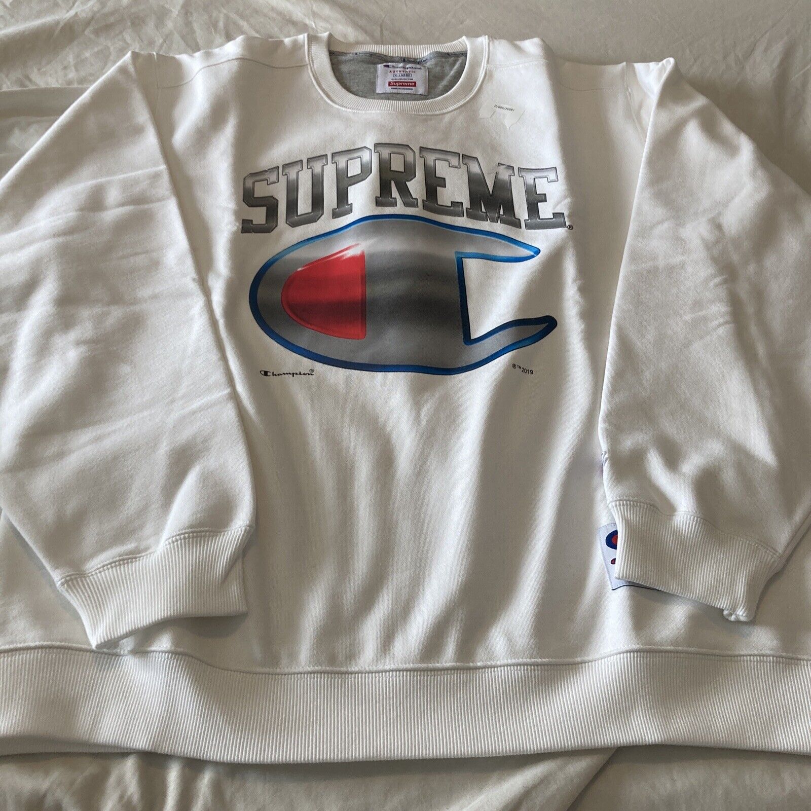 Supreme Champion Chrome Crewneck White (Size XL) Brand New SS19 | eBay