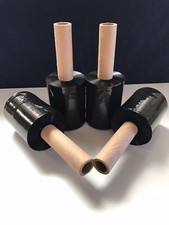 4 Rolls Black Stretch Plastic Wrap 5" x 1000' x 80ga Stretch Wrap / Shrink Film