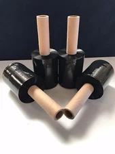 4 Rolls Black Stretch Plastic Wrap 5" x 1000' x 80ga Stretch Wrap / Shrink Film