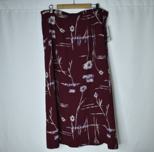 Vintage Laura Scott Women's Skirt Burgundy Red Floral Long Size 22 W