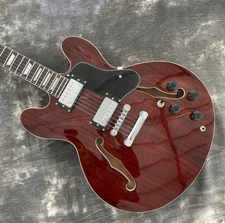 Custom Shop ES-335 Electric Guitar Brown Koa Rosewood Fretboard Bone Nut Guitar