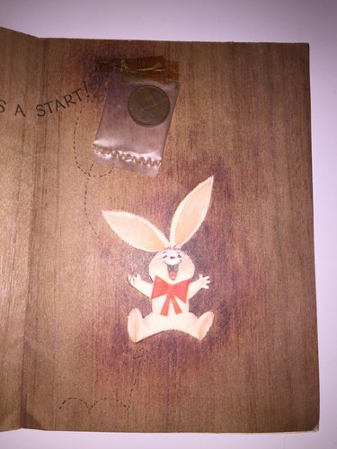 Vintage Hallmark Birthday Card No envelope 1967 Australian One Cent Coin Bunny - Picture 4 of 8