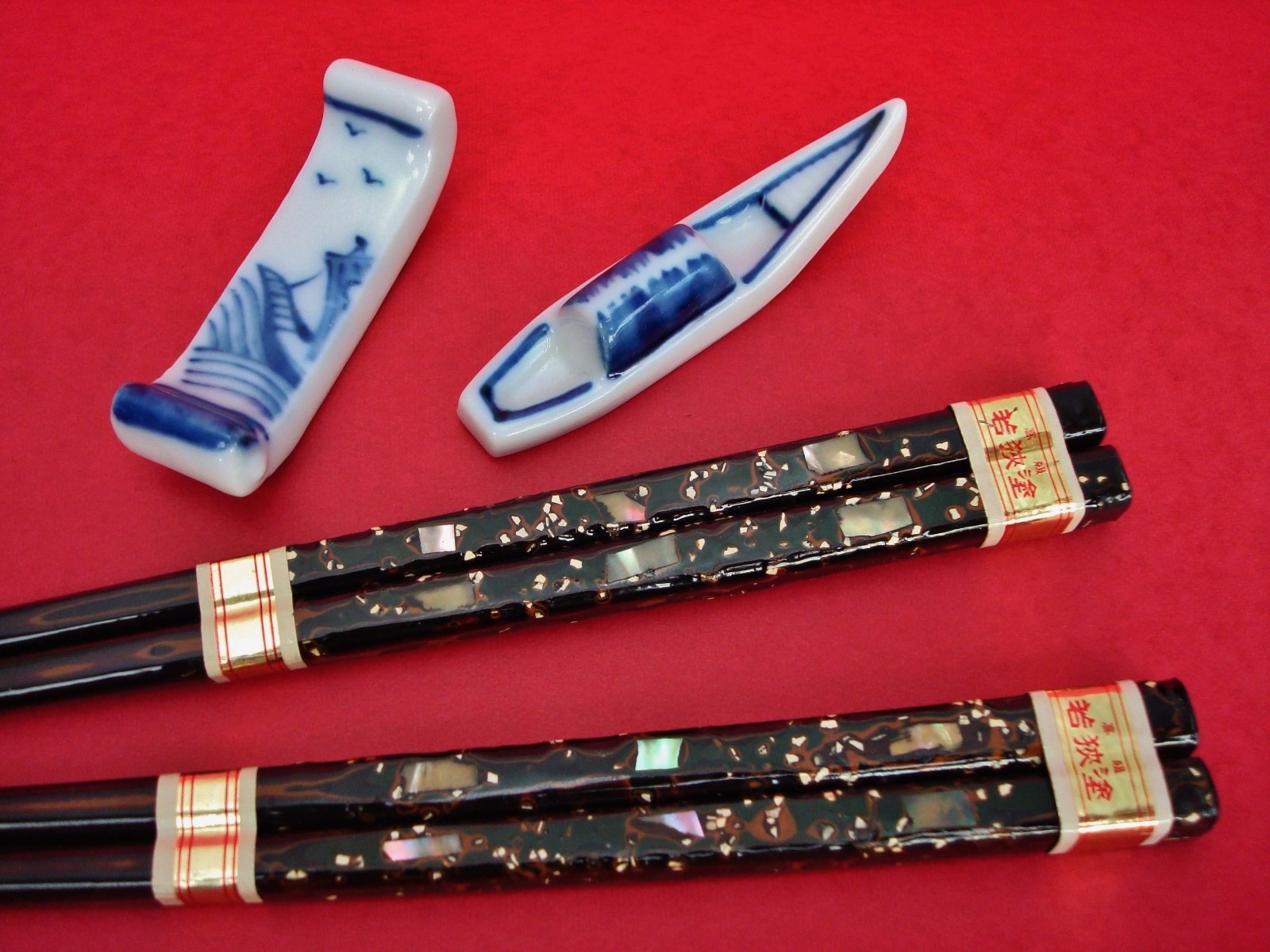 2-pairs HIGH CLASS Japanese Lacquer w/ Abalone Shells URUSHI Chopsticks ...