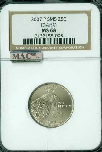 2007 P IDAHO QUARTER NGC MS68 SMS 2ND FINEST REGISTRY RARE MAC SPOTLESS  *