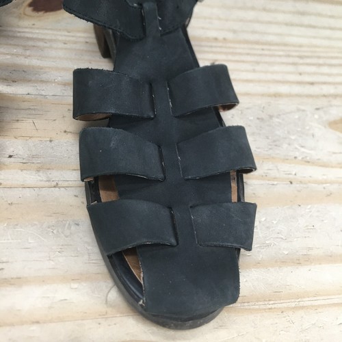 Lucky Brand Sandals Womens 7.5M Camel Fisherman Black Leather Buckle Strap Block - Picture 4 of 16