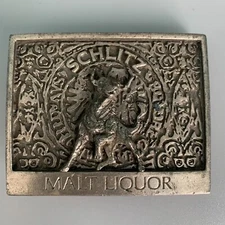 Vintage Schlitz Malt Liquor Beer Belt Buckle Bergamot Brass Works Numbered F-168