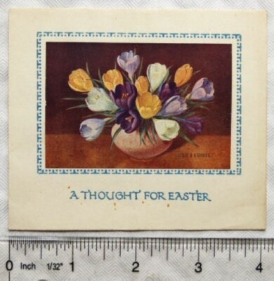 Vintage: Osterkarte - Schale Krokusse