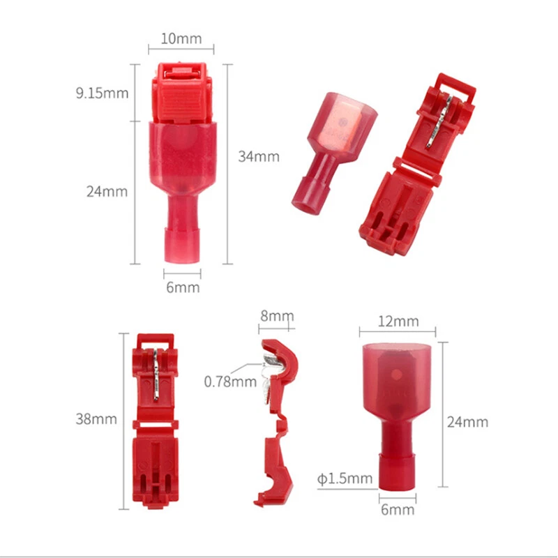 480pcs Quick Splice Lock Wire Terminals Connectors Electrical Crimp Cable Snap - Image 4 of 4