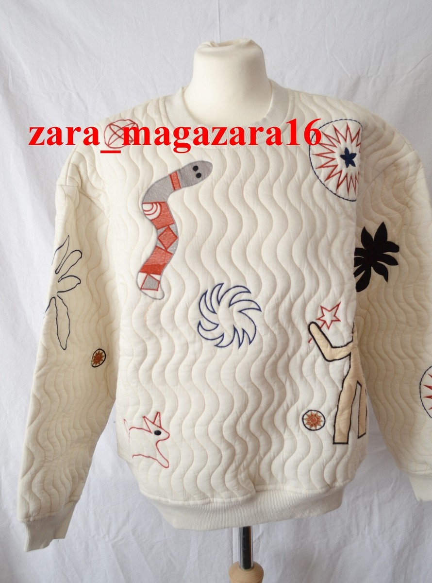 ZARA - ZARA  ファー付きリブニット　アイボリー ZARA NEW QUILTED SWEATSHIRT WITH EMBROIDERY SIZE S REF. 7521
