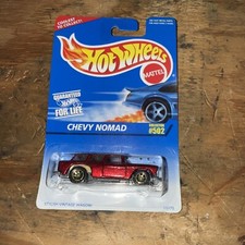 1995 Hot Wheels Blue/White Card Collector #502 CHEVY NOMAD Maroon w/Gold 7 Spoke