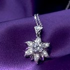 18k white gold gp made with swarovski crystal flower pendant necklace SMALL