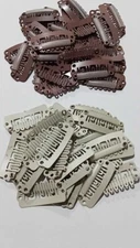 27 BROWN & 23 BLONDE SMALL HAIR EXTENSION CLIPS FOR WIGS,WEFTS W/RUBBER BACKING