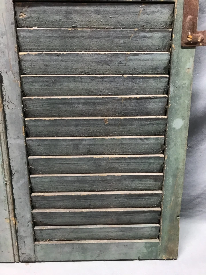 Par pequeno de persianas pretas com persianas pretas de madeira para janela de casa antigas 14x21 vintage 55-25B - Imagem 4 de 4