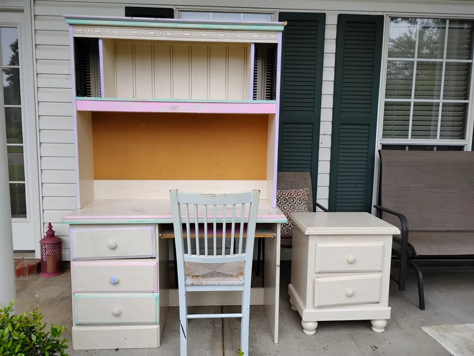 Escritorio Dormitorio Niñas, Pasteles Rosa, Usado, Niñas Craftin Escritorio Rosa, Cajones Foto 2 de 4