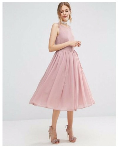 Vestito ASOS donna, abito midi da cerimonia, rosa carne, taglia IT 44,  nuovo | eBay