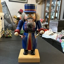 E.M. Merck Old World Christmas Blue Conductor Nutcracker KWO Germany 13” Signed