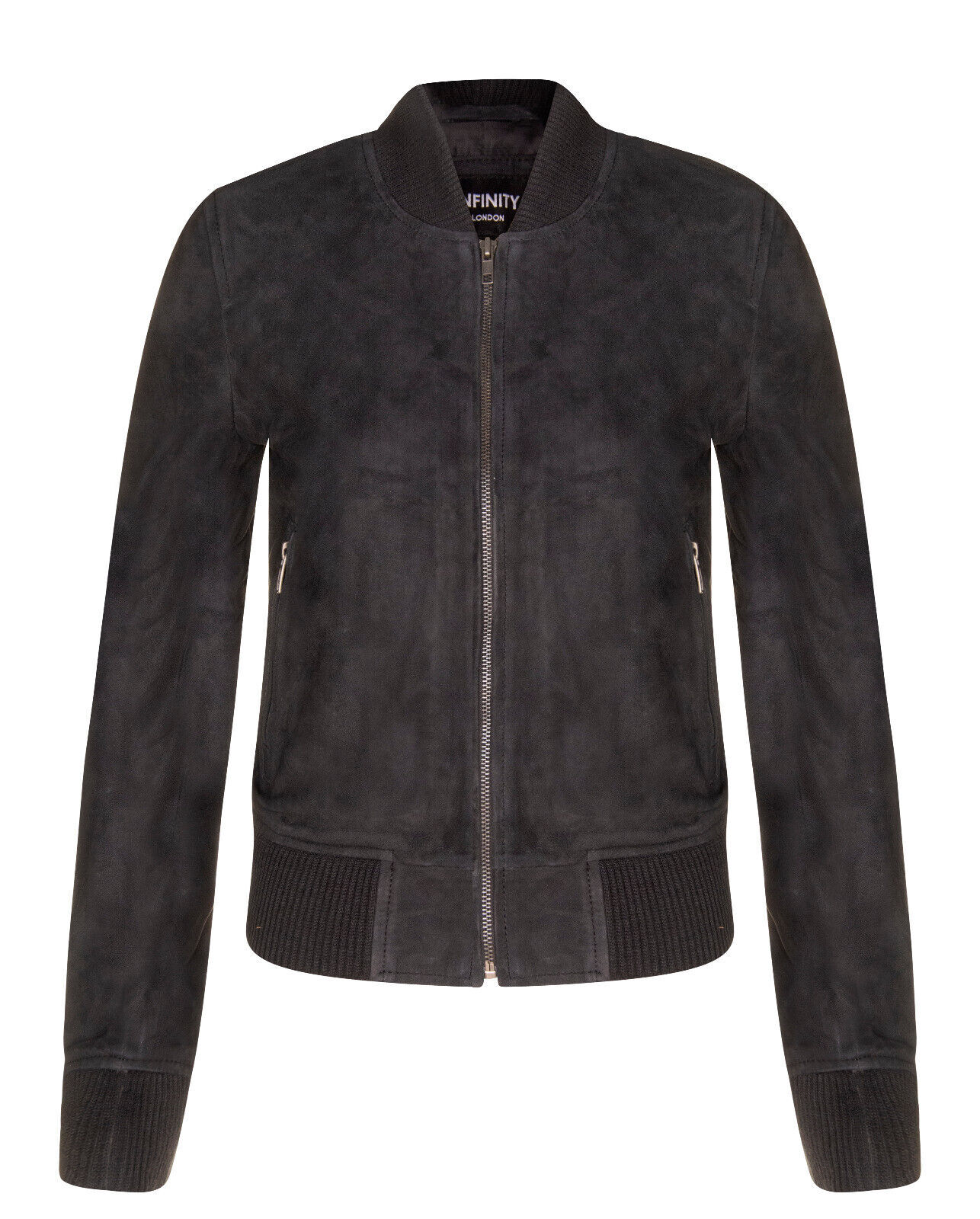 Ladies Black Goat Suede Bomber Jacket Genuine Leather MA-1 Varsity Retro
