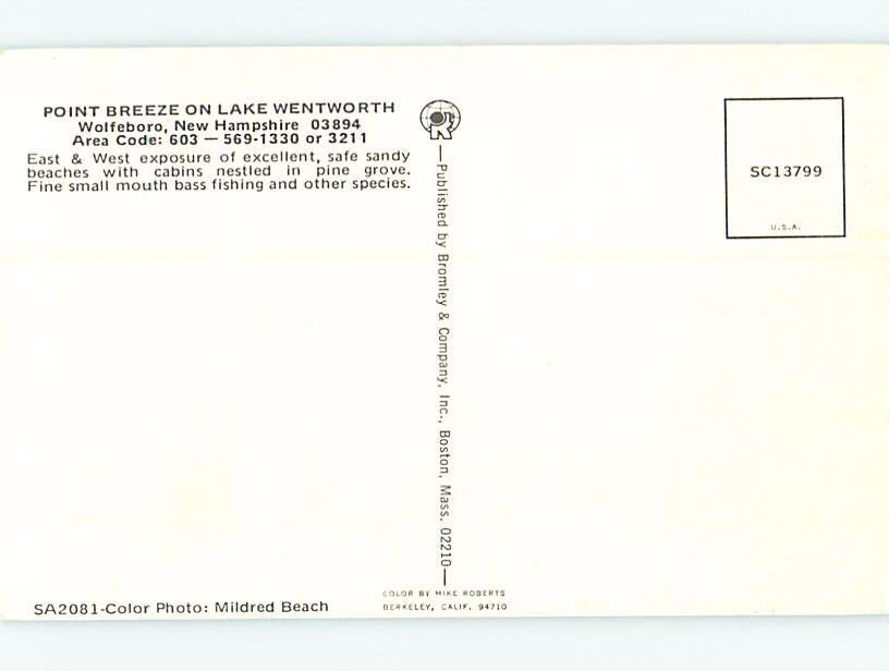 Unused Pre1980 LAKE SCENE Wolfeboro Near Laconia New Hampshire NH