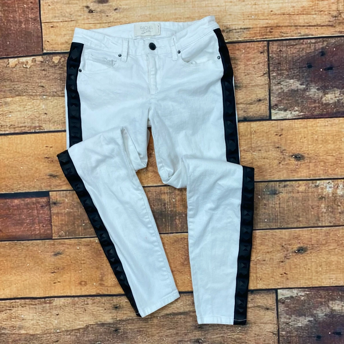 Rachel by Rachel Roy Tuxford Skinny Jeans Size 27 Womens Side Faux Leather Stud