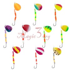 10pcs Spinner Blades Rig Kit Octopus Hooks Lure Bait Walleye Live Float DIY