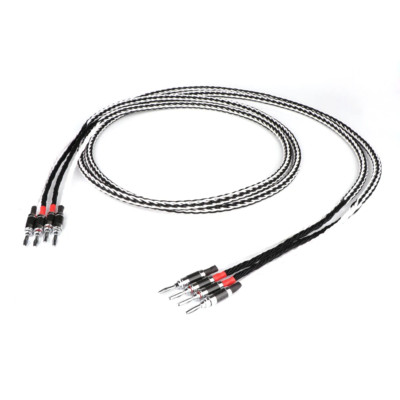 1Pair HiFi OCC Copper Audio Speaker Cable Rhodium Plated Banana Plug Connectors