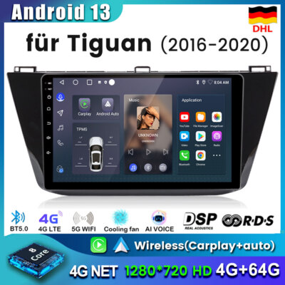 For VW Tiguan 2016-2020 10''Android13 Autoradio GPS NAVI WIFI DAB+ Carplay 4G+64G