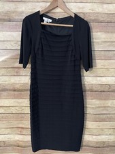 London Times Women’s Black Sheath Layered Career Cocktail Dress Size: 8