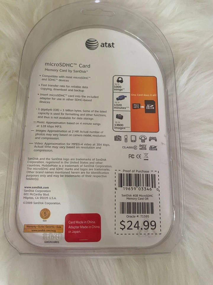 SanDisk 4GB Micro & SDHC Memory Card AT&T - New/Sealed - Image 2 of 2