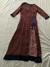 Trendy Bollywood Party Printed Maxi Kurta Dress with high Slit. Size Small.
