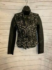 Xoxo Juniors Bonded Lace Leather Sleeve Jacket Black Size Xs
