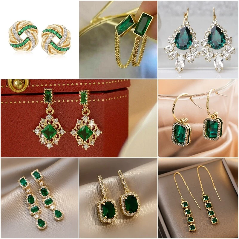 Gemstone Gold Chain Earrings