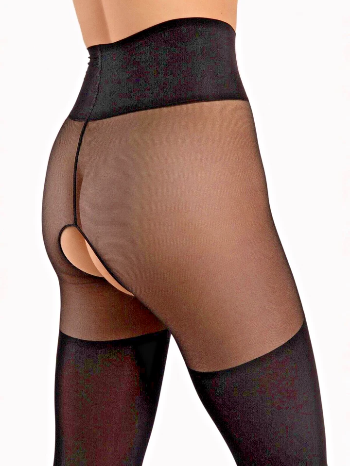 Fiore Twilight 40DEN Ouvvert Strumpfhose Schwarz S-XL Schritt offen Damen Nylons - Bild 2 von 4