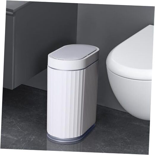 Bote de basura automático con sensor de movimiento para baño, 9 L delgado 2 galones gris