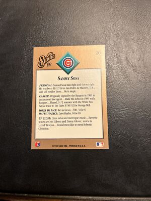 C53d Sammy Sosa #20 Chicago Cubs, 1992 Studio