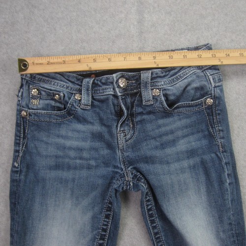 Miss Me Girls Capri Youth Size 16 Blue Embroidered Bejeweled Wings Jeans - Picture 7 of 15