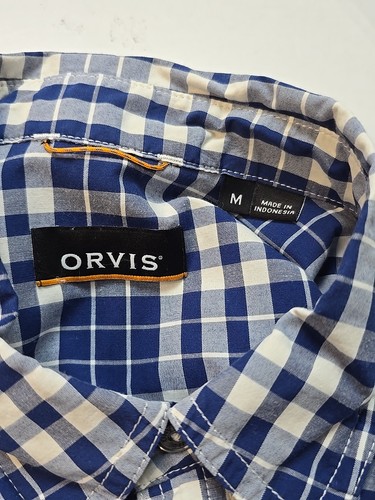 ORVIS Blue & White Plaid Long Sleeve Button Down Shirt Zip Pocket Men's Medium - Picture 22 of 24