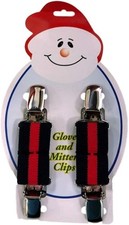 Children's Clip-on Glove and Mitten Keepers One Set of Clips  -Red/Navy