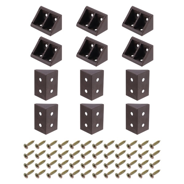 12Stk Kunststoff Eckwinkel, 19X32X19Mm Nylon Regalwinkel Mit Schrauben (Braun)-image