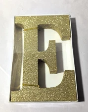 NEW E LETTER GLITTER DECORATION WOOD SIGN 9" - NEW