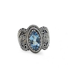 Blue Topaz Solid 925 Sterling Silver Ring 7