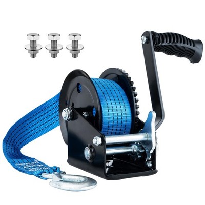 2000lbs Heavy Duty Boat Trailer Winch with 26FT Strap, 2-Way Ratchet & 4:1 Ge...