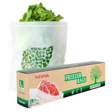 100% Compostable Gallon Freezer Bags Biodegradable Food Storage Bag for Veget...