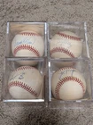 Lot of 4 Autographed Baseballs w/ Signatures in Clear Display Cases