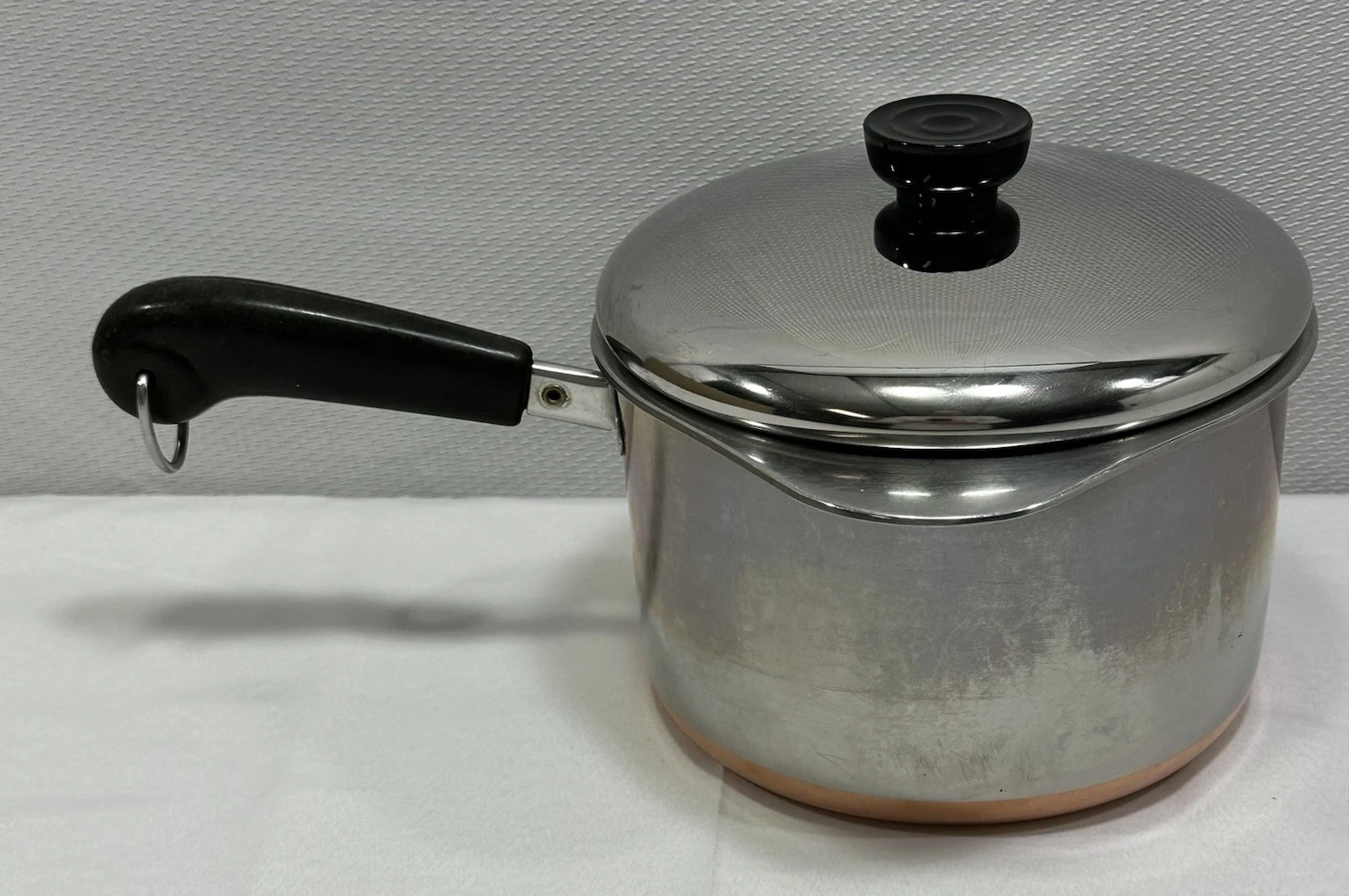 VTG Revere Ware 3 Qt Sauce Pan Double Boiler Lid Copper Bottom Clinton, ILL USA