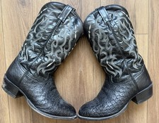 Tony Lama Smooth Ostrich Boots Men Sz 9.5 EE Black Exotic CT871 Made In USA