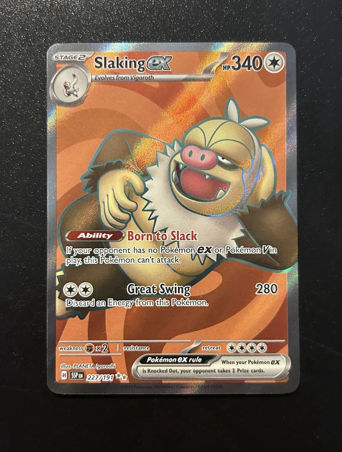 Pokémon TCG Slaking ex 227/191 Surging Sparks Full Art Holo NM