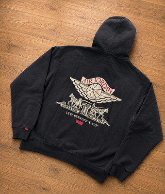 Air Jordan x Levi s schwarzer black Hoodie durchgehendem Reißverschluss L Large