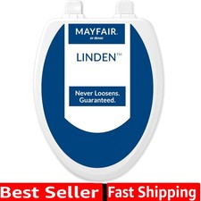 Linden Slow Close Toilet Seat, Non Slip Heavy Duty Wood, Easy Install, Elonga...